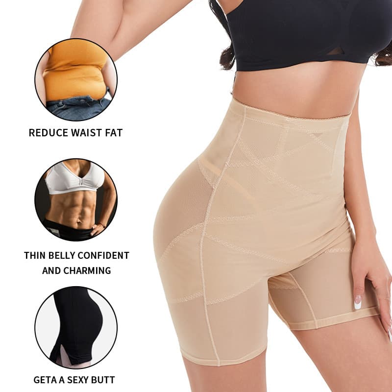 Malha cruz cintura alta tamanho grande Boxer barriga-estreitamento calcinha feminina cintura-lifting Hip-lifting corpo