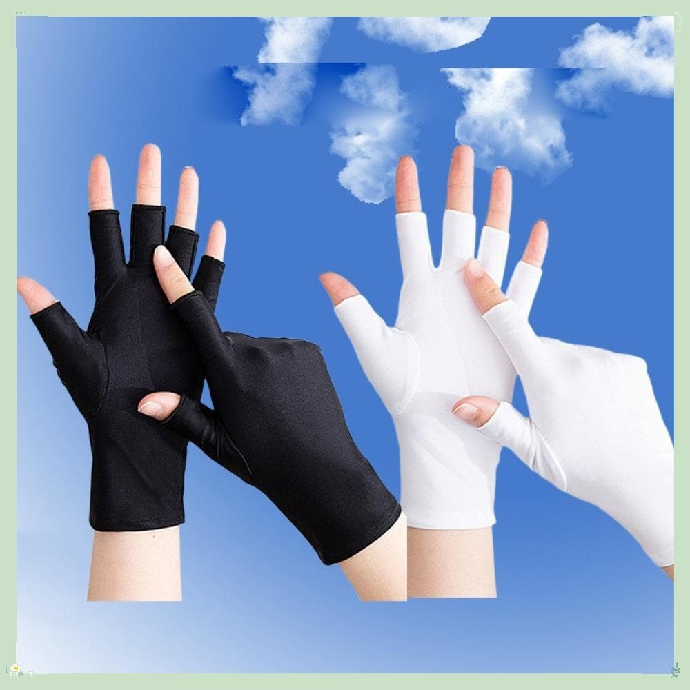 Luvas De Proteção Solar , Altamente Elásticas Para Dirigir Com Meio Dedo Respiráveis De Seda Gelada Anti-UV