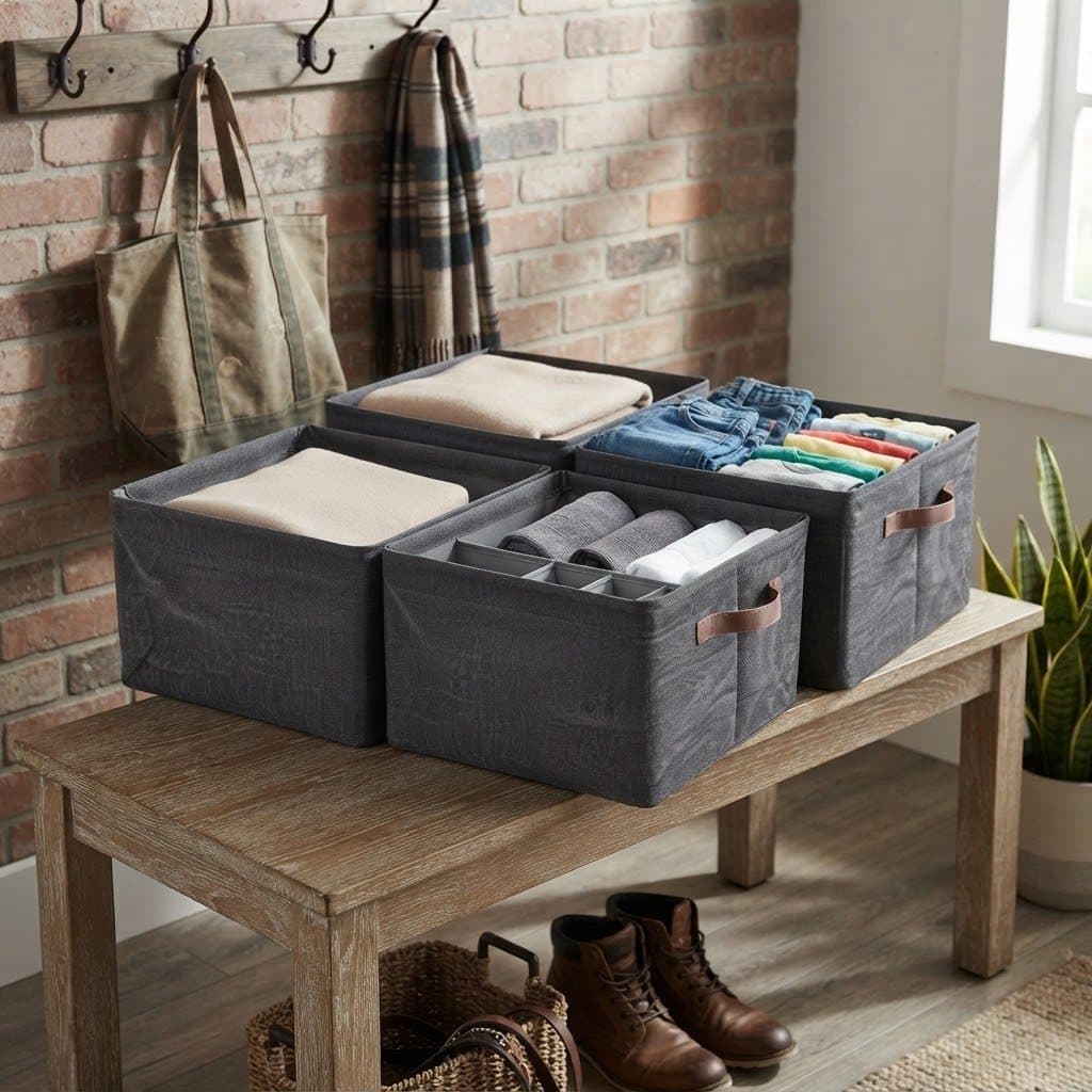 Kit 2 / 3 / 4 Cestos Organizadores Guarda-Roupa Dobrável Grande Multiuso
