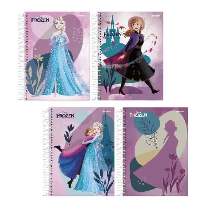 Caderno Universitario Espiral 80 Fls Frozen Capas Sortidas