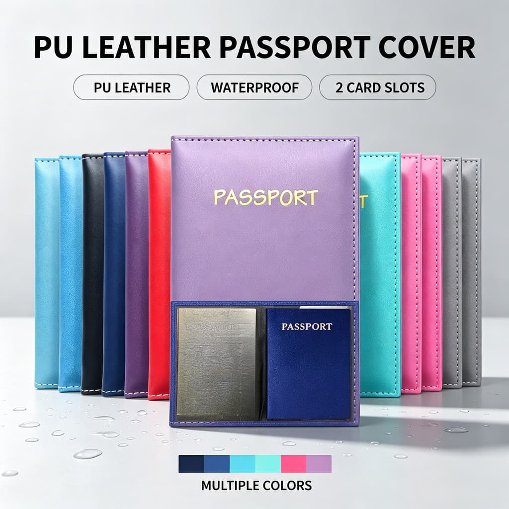 Simples Viagem Leve Fina Neutra PU Capa Para Passaporte Porta Cartão De Crédito
