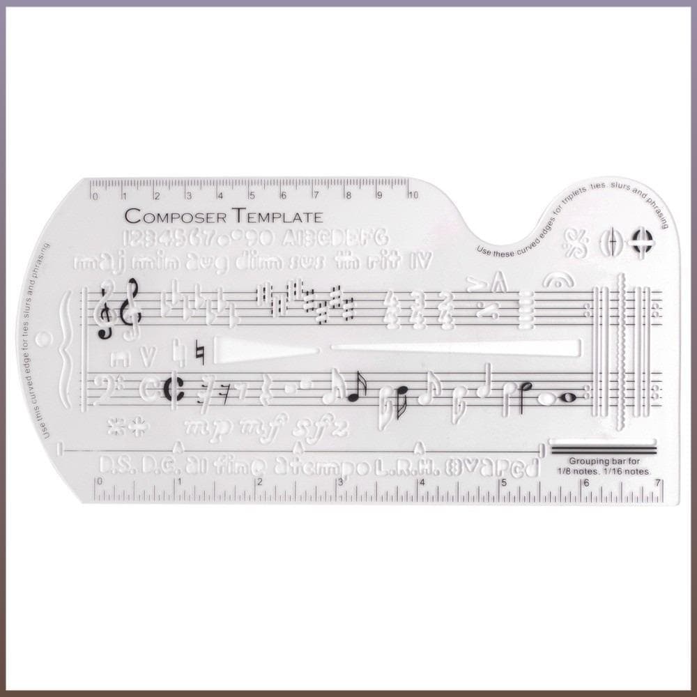 Régua De Modelo De Compositor De Música , Ferramenta De Estêncil Musical De Plástico Transparente , Multifuncional De Sí