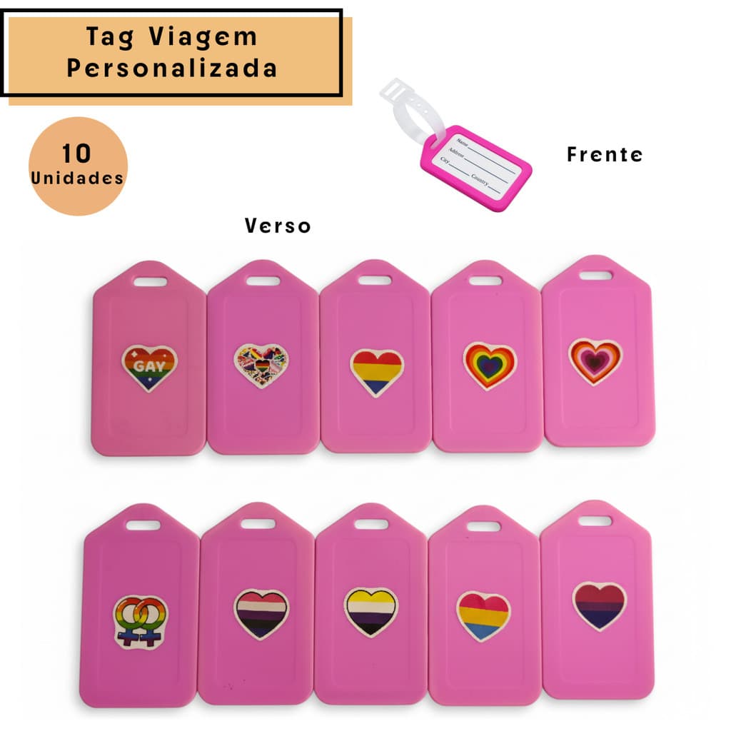 10 Tag Identificaçao Bagagem Mala Viagem Personalizada Lgbtqia+ Gay
