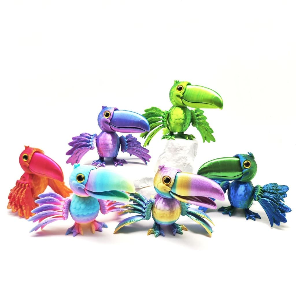 Modelo de Papagaio 3D Impresso Totalmente Articulado com Boca Móvel e Asas Biônicas Articuladas, Estatueta de Pássaro Me