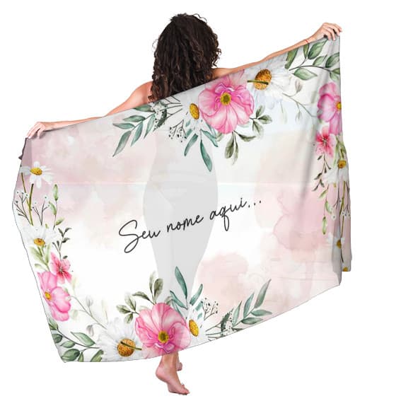 Canga Saida de Praia com nome personalizado 90x140cm