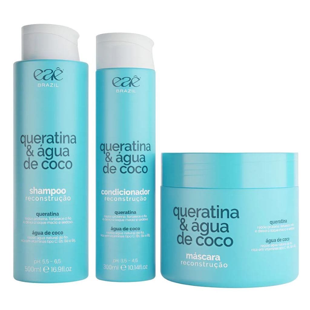 Kit Queratina & Água de Coco - Reconstrução Intensa - Eaê Brazil