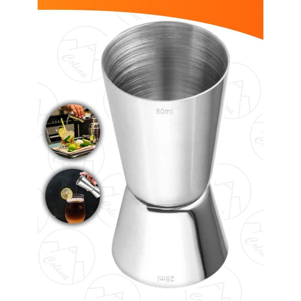 Dosador Inox Bebidas Duplo 25 ml 50 ml Medidor Drink Gin Vodka