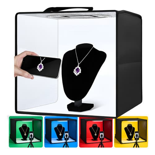 Kit Cabine Fotográfica Foto 40x40 Iluminação RGB colorido Estudio Softbox