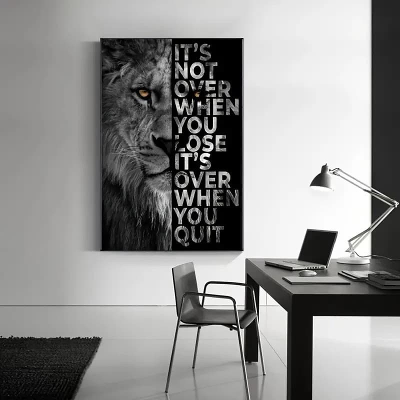 Quadro decorativo 1 peça 90x70 Leão Rei Imponente Liderança Poder Mindset Motivacional Motivação para sala quarto