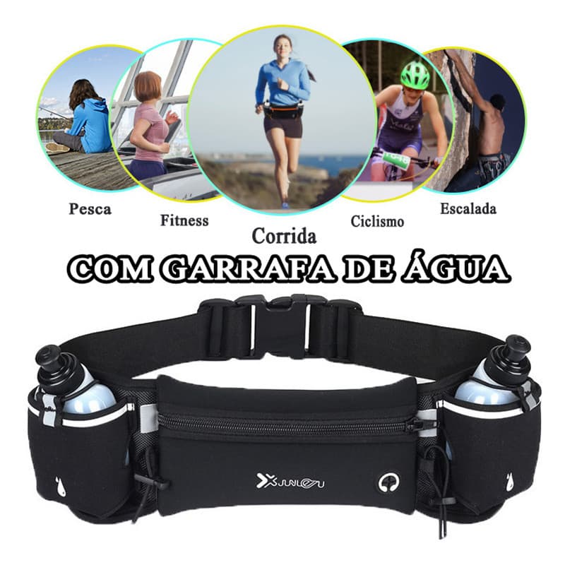 Cinto De Hidratação Corrida Com 2 Garrafas E Porta Celular