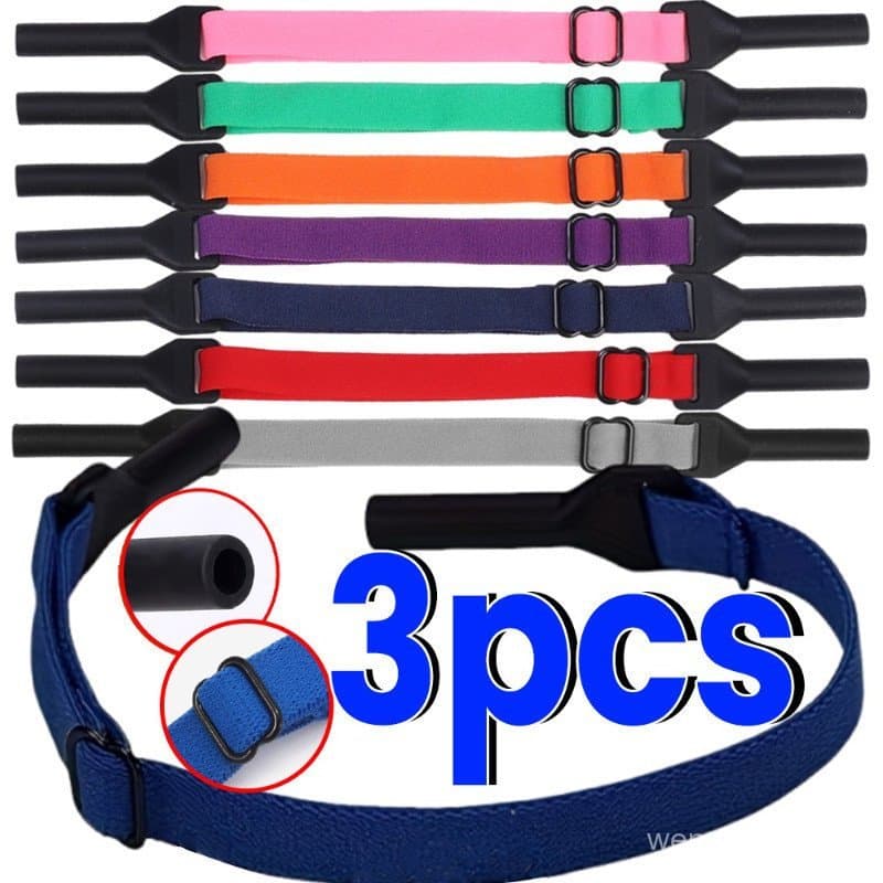 3 Peças/Conjunto Cordão de Óculos de Sol Fixo Antiderrapante Ajustável Unissex Cordão Esportivo Elástico para Mulheres e