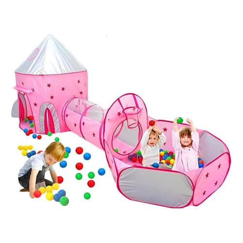 Barraca Infantil Rosa Toca Túnel 3 X 1 Barbie Cesta Basquete