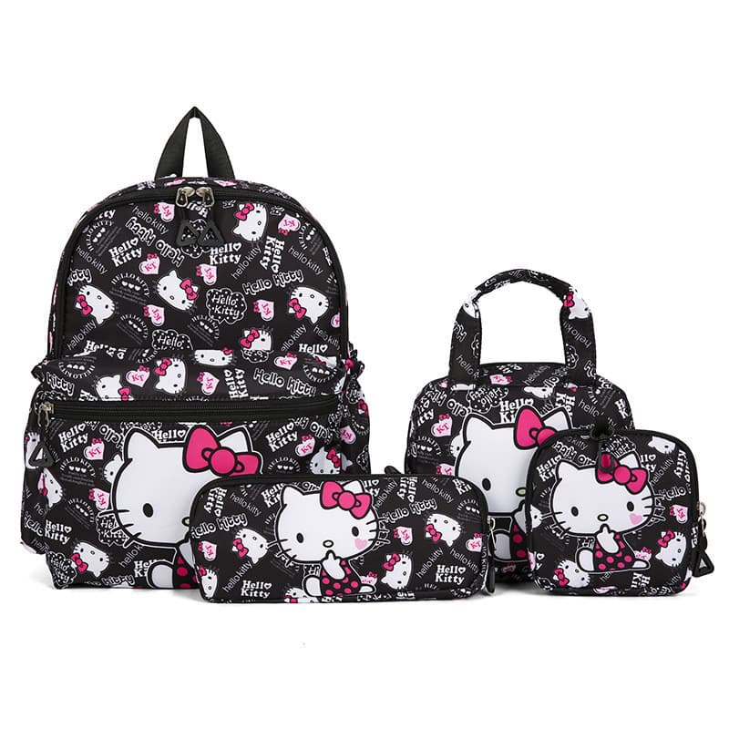 Estoque pronto Hello Kitty HelloKitty Cartoon Student Schoolbag Feminino Impresso KT Cat Mochila Anime Kuromi Grande Cap