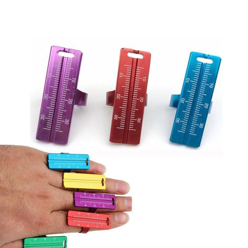 Régua De Dedo Em Liga De Alumínio , Ferramentas De Medição De Anel Colorido