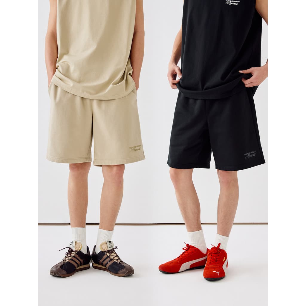 P PSO Marca Roupas Masculinas Roupas Femininas [Esportes Confortáveis] Moletom Preto Reto Casual All-Match Shorts Mascul