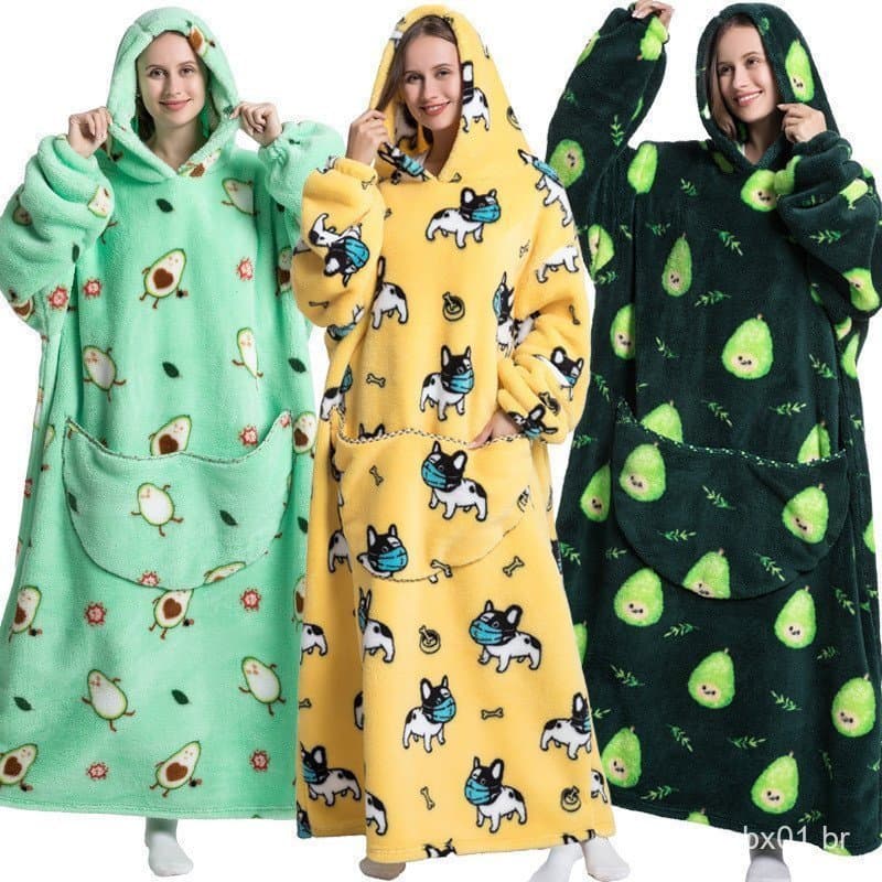 Cobertor com Capuz Super Grande e Extra Longo, Quente e Macio, Estilo Pullover, Confortável para Uso Casual em Ambientes