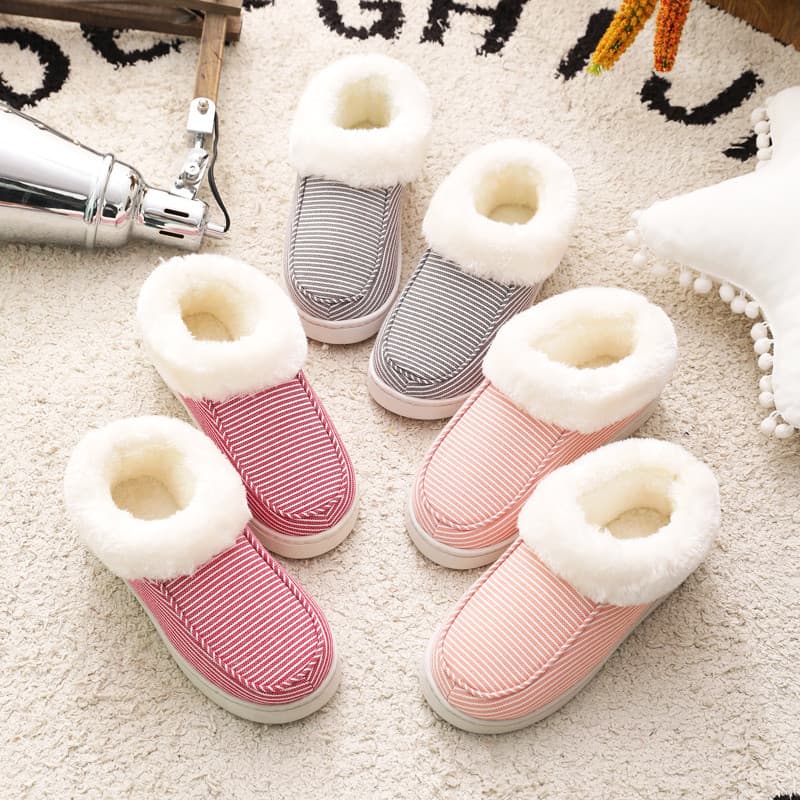 Chinelos de algodão salto feminino inverno quente pelúcia casa de sola grossa interior antiderrapante ao ar livre usar c
