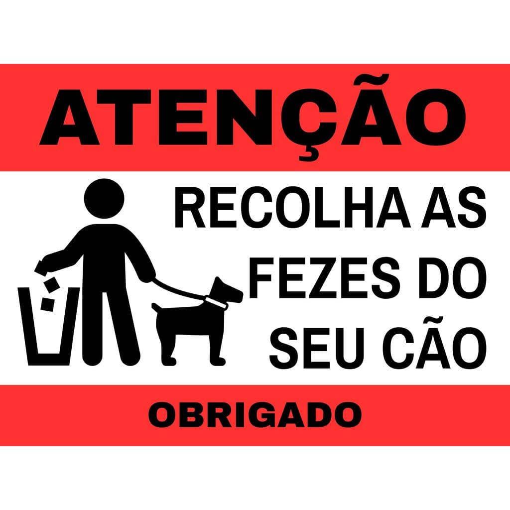 Kit 02 Adesivos em Vinil Recolha As Fezes Do Seu Cao Coco Cachorro Condominio Rua Casa