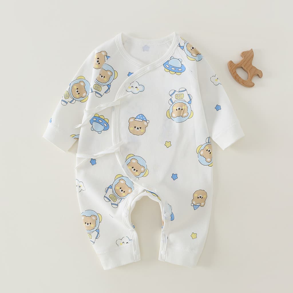 Bebê primavera roupas classe um desossado masculino feminino bebê puro algodão macacão de manga comprida rendas roupas B