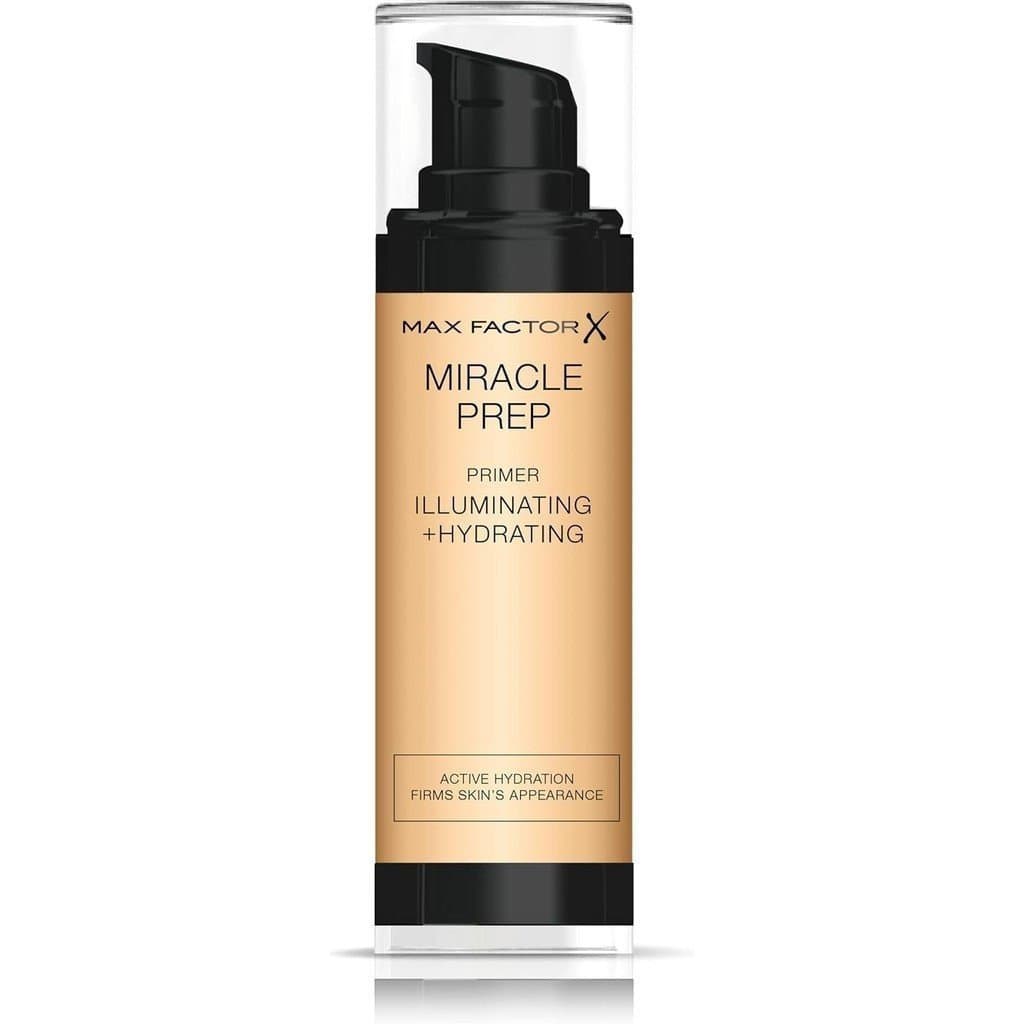 Primer Hidratante e Iluminador Miracle Pre-Prep da Max Factor, contém niacinamida e vitamina E, 30ml Q RD6C