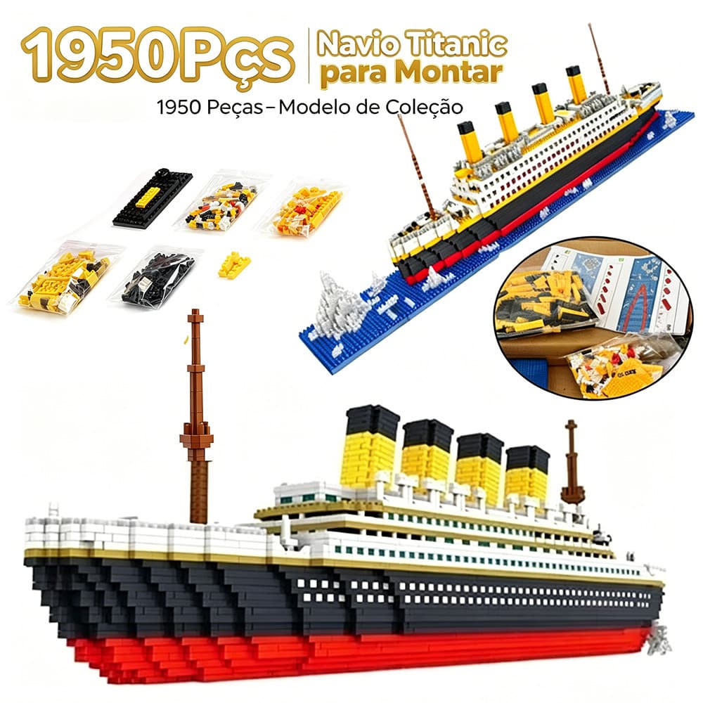 Kit 1900 Peças Blocos Montar Navio Titanic Brinquedo De Construção DIY