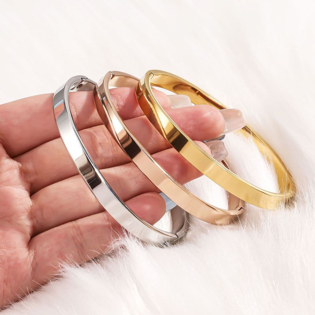 Pulseira Redonda Unissex Simples e Elegante HT, Joia de Aço Inoxidável DMYF CCCC