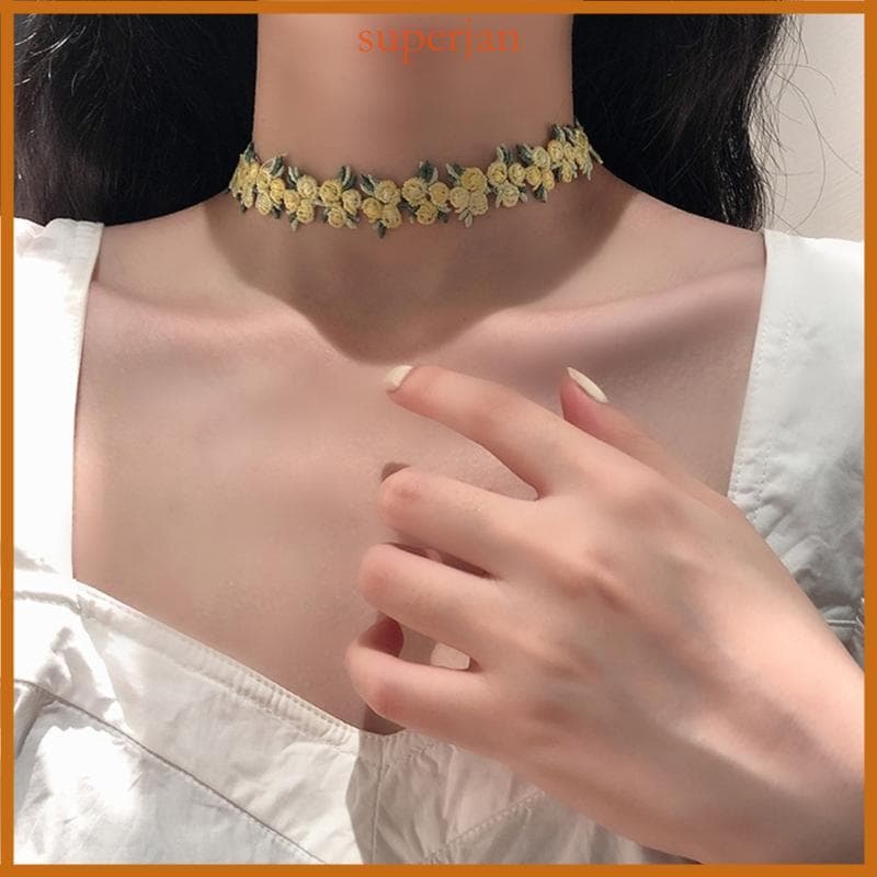 Elegante Floral Renda Gargantilha Colar Ajustável Romance Jóias Acessório Para E Meninas Da Uso Diário