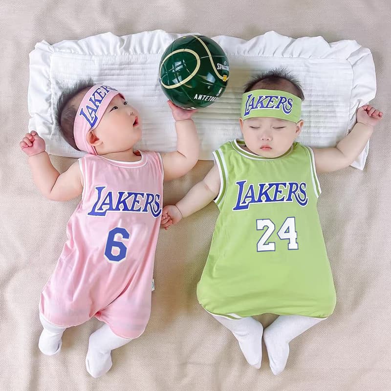 Roupas de bebê recém-nascido verão macacão fino bebê menino sem mangas colete terno uniforme basquete feminino verão