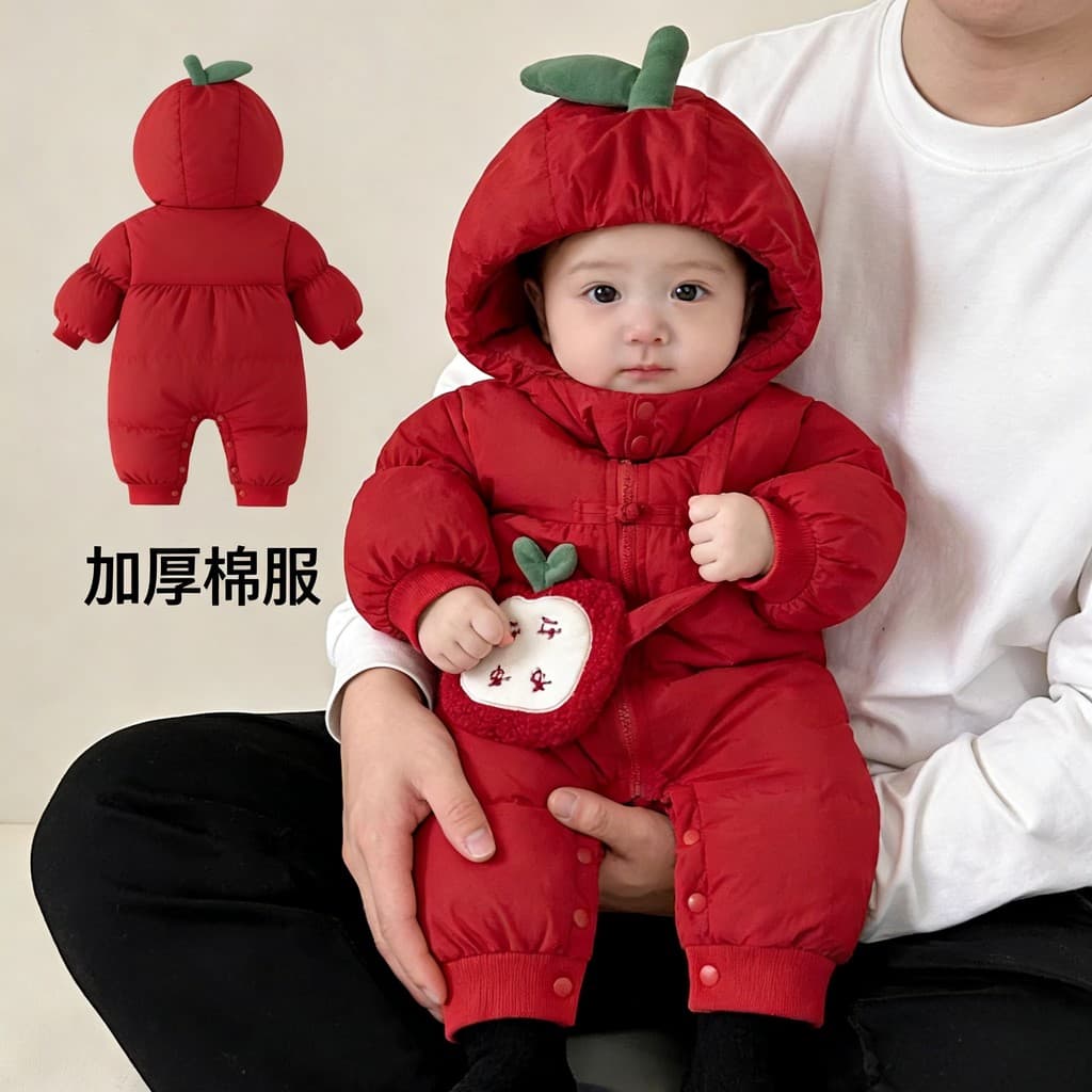 Ano novo chinês ano novo macacão de bebê inverno pequeno mês idade masculino feminino bebê roupas de inverno para fora r
