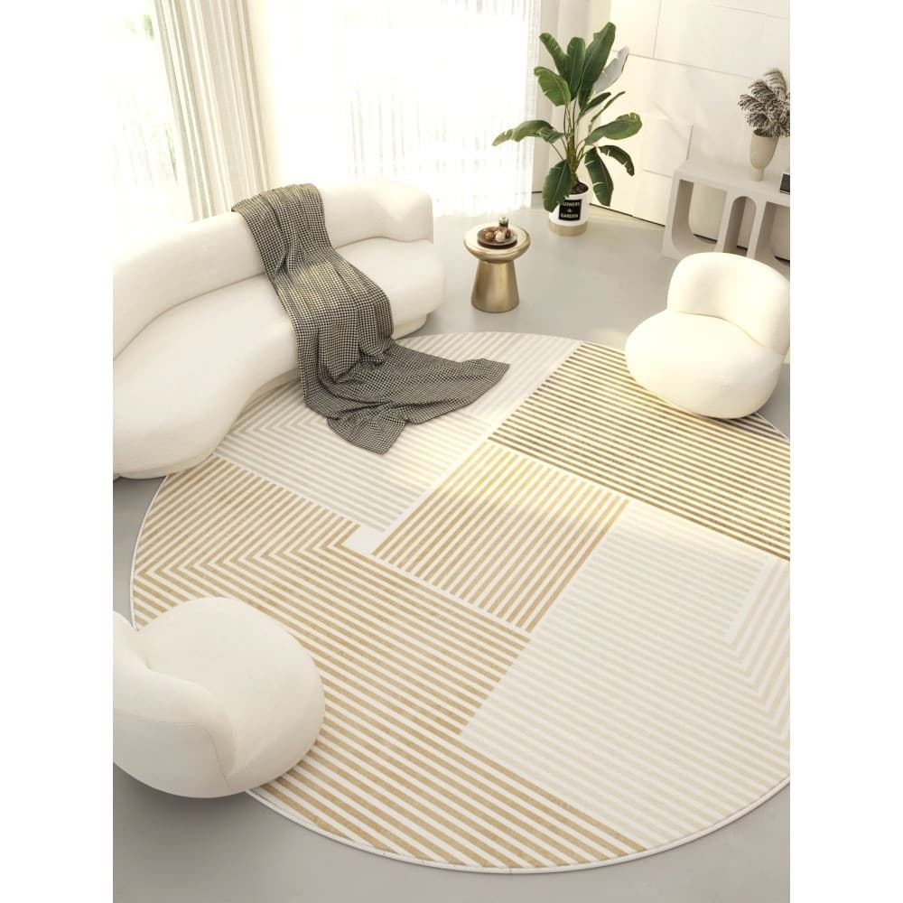 Tapete redondo sala de estar estilo minimalista italiano moderno simples cor creme protetor solar à prova d'água antider