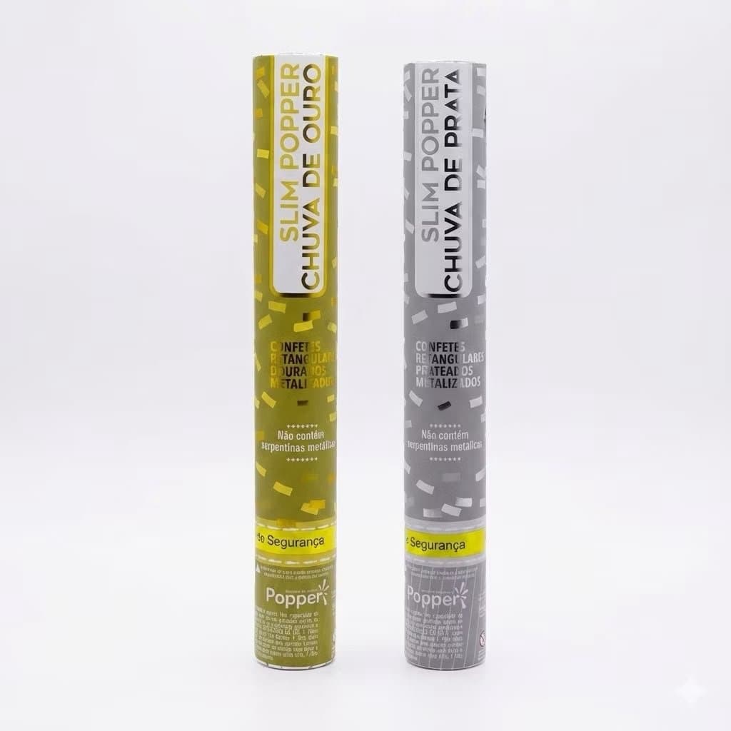 Confete Slim Chuva com Efeito Ouro ou Prata para Festas - Popper