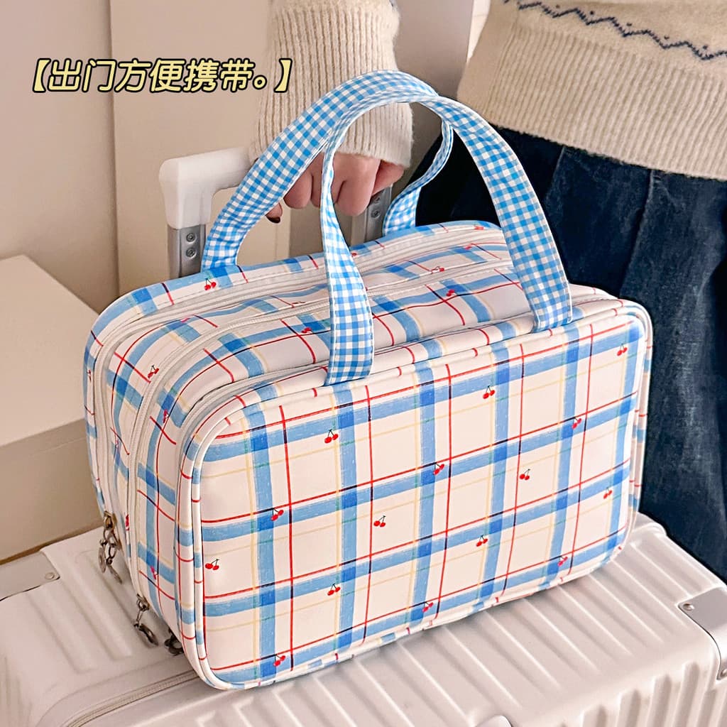 Saco cosmético bonito grande capacidade saco de armazenamento de cosméticos viagem portátil Super grande partição saco d