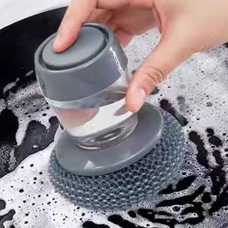Lava Louças - Escova com Dispenser de Detergente Integrado para Panelas, Pratos e Cozinha