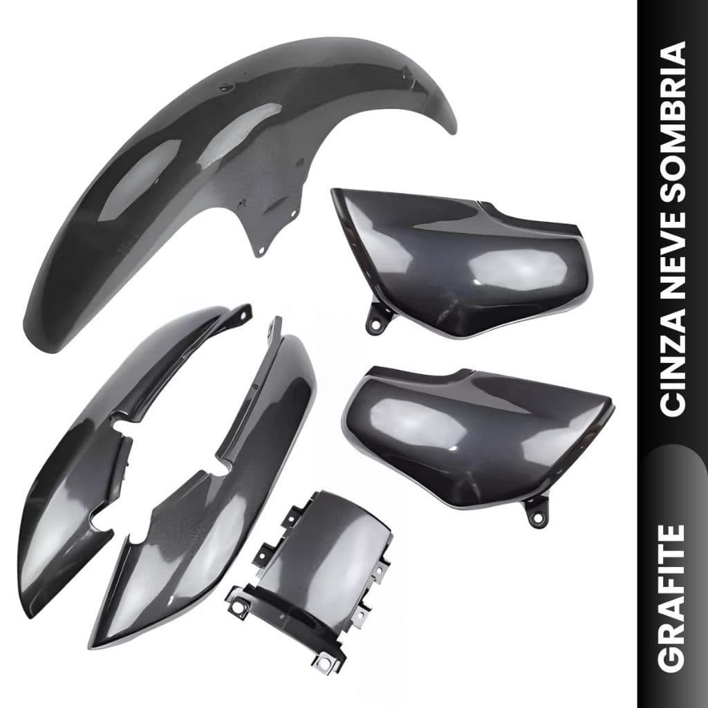 Kit Carenagem Cg Titan 125 Grafite Cinza Neve Sombria C/Brilho Envernizado 1995 1996 1997 Paralama + Rabeta Completa + T