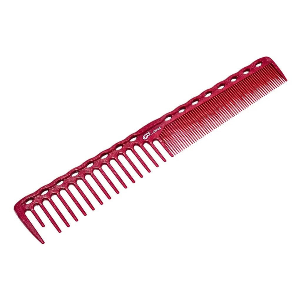 Pente Umi Profissional Carbono Para Corte Com Régua Barbeiro Vermelho