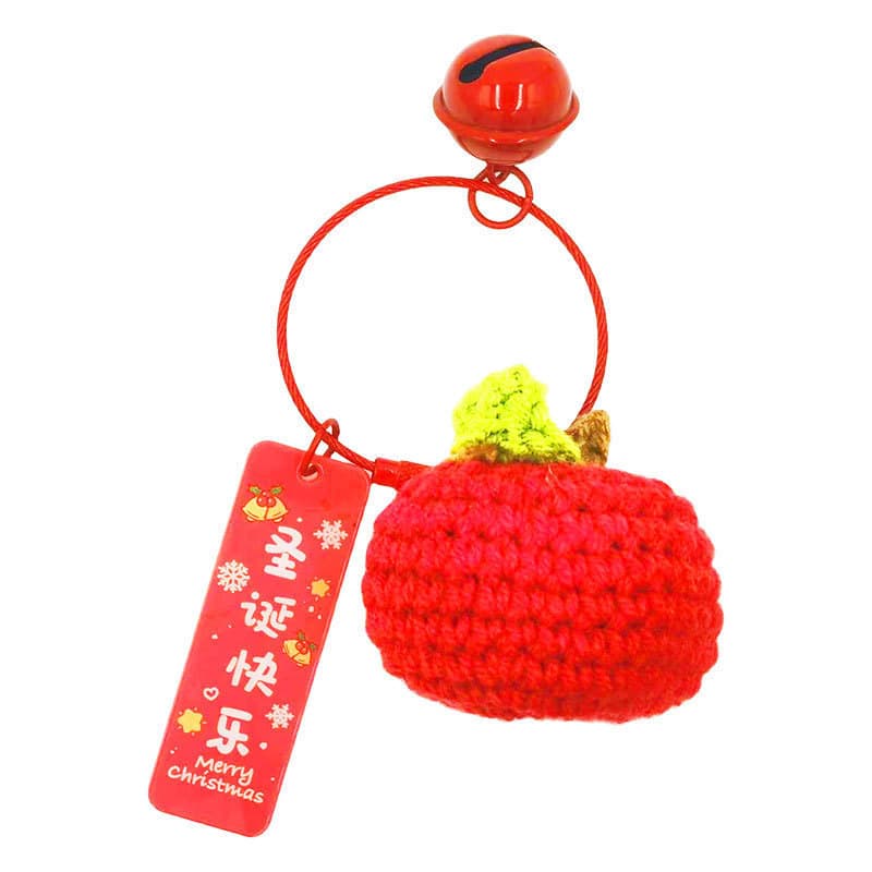 Feito À Mão Crochê Natal Maçã Chaveiro Bonito Pelúcia Malha Pingente Para Saco Pequeno Presente De Chave Do Carro Decora