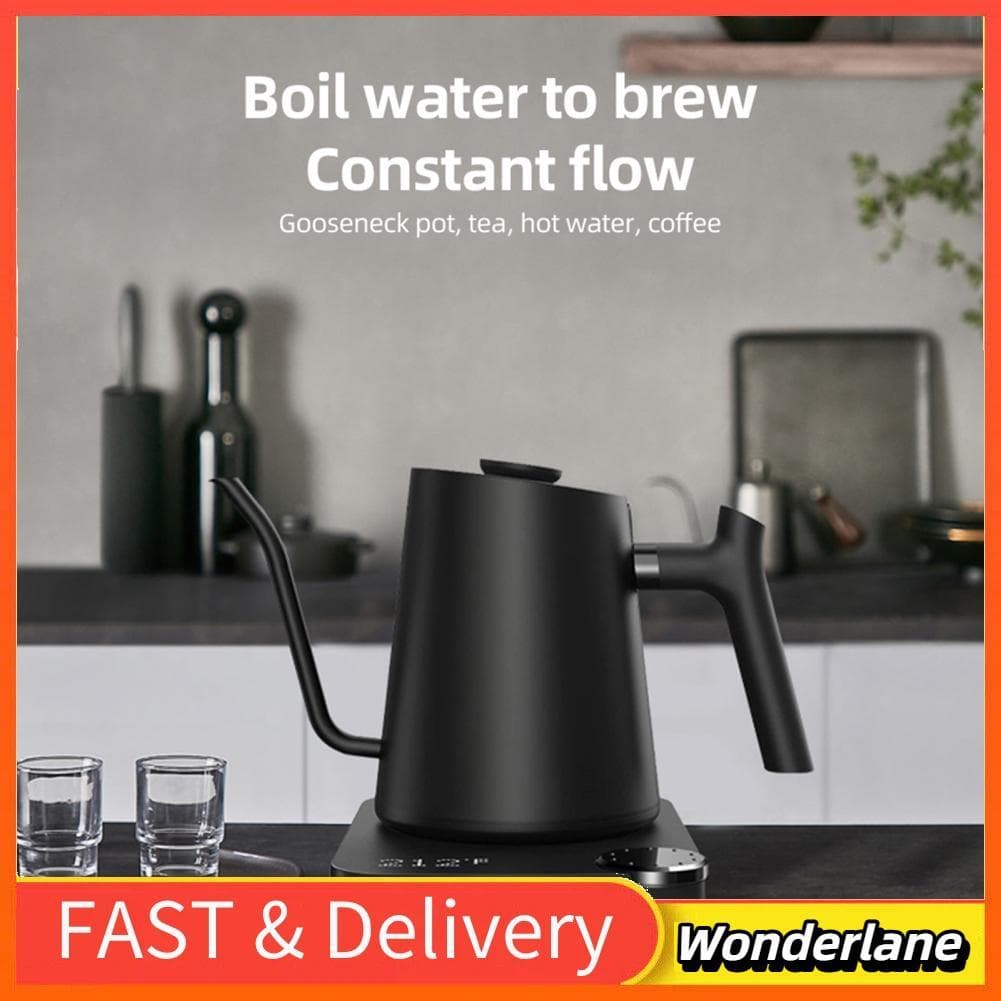 Wonderlane-br Chaleira elétrica Ejoyous com ajuste de temperatura 0,9L pescoço de ganso preto 1200W chá de aço