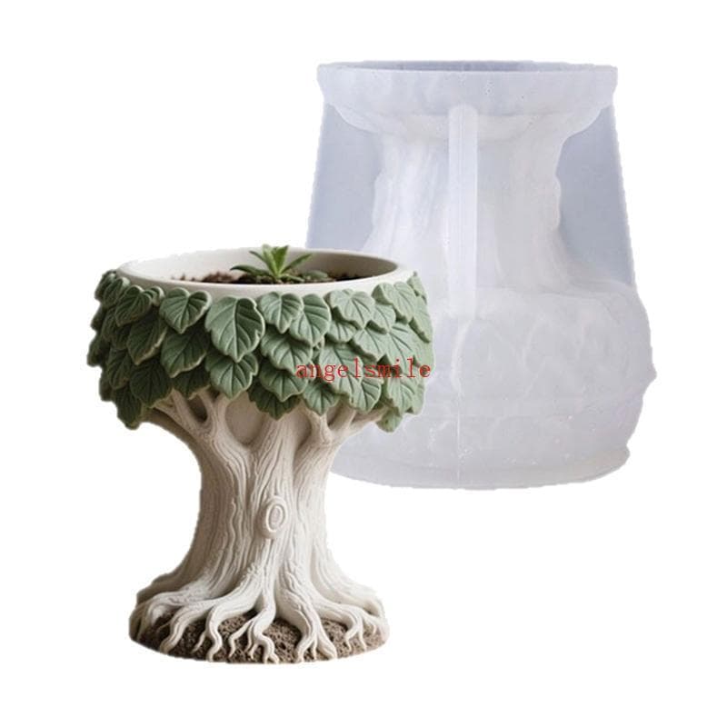 Criativo Forma Árvore Molde Silicone Para Copo Cimento Plantador Recipiente Armazenamento Decora