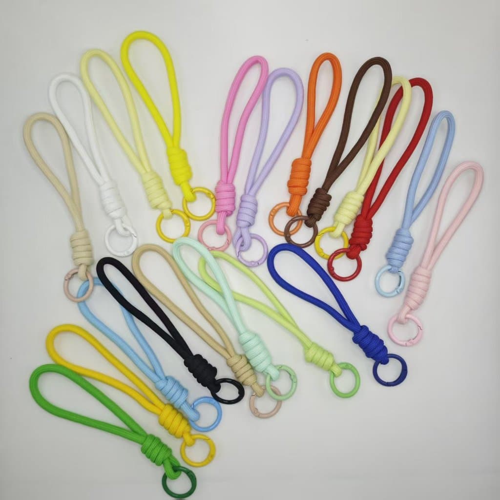 Novo cordão curto para celular com nós, cordão para garrafa de água feito à mão, alça de pulso para capa de celular, cor
