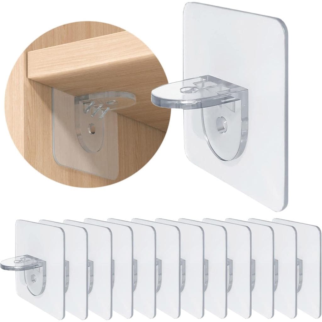 XATDOMESD Pacote com 12 Suportes Adesivos para Prateleiras, Pinos de Suporte para Prateleiras de Cozinha, Armário de Liv