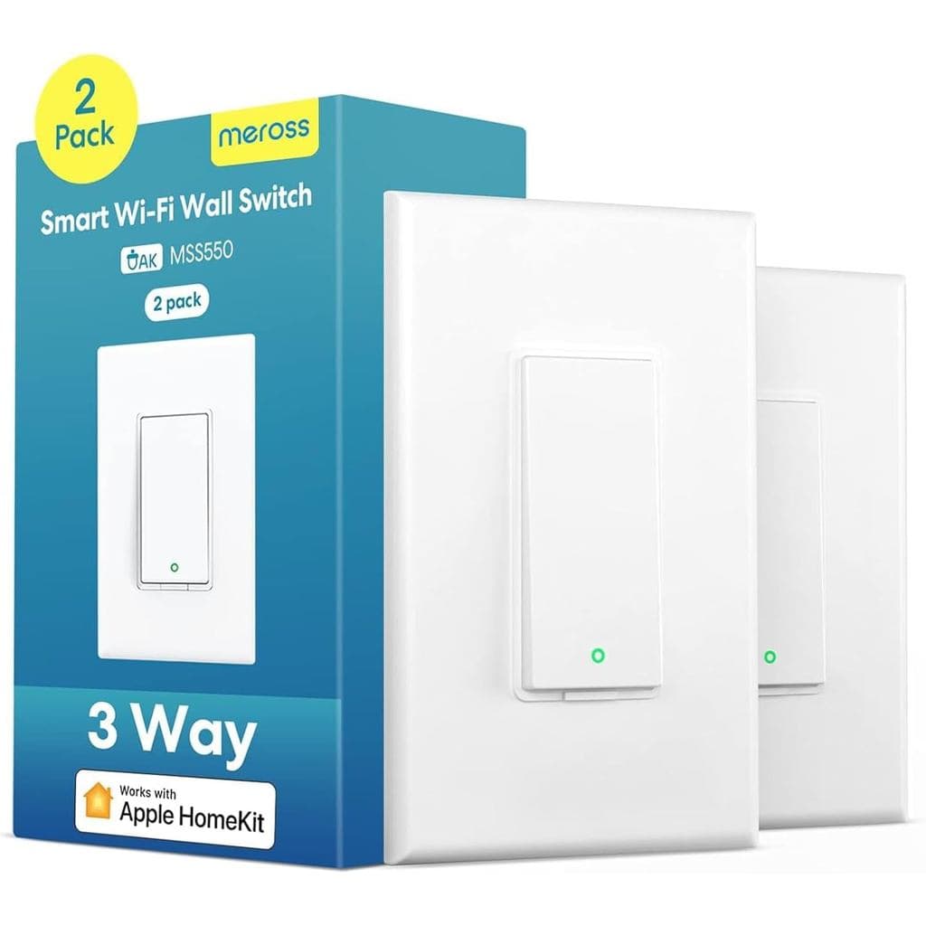 Interruptor Inteligente de 3 Vias, Interruptor de Luz Inteligente Meross Compatível com Apple HomeKit, Siri, Alexa, Goog