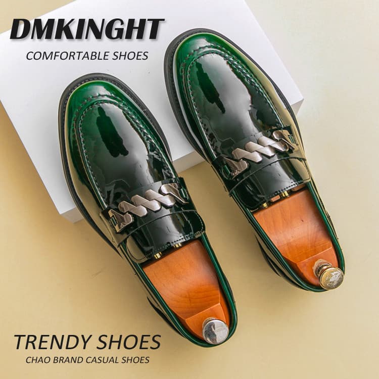 Verão brilhante couro ervilhas sapatos masculinos estilo britânico negócios Casual preguiçoso ervilhas estúdio fotografi