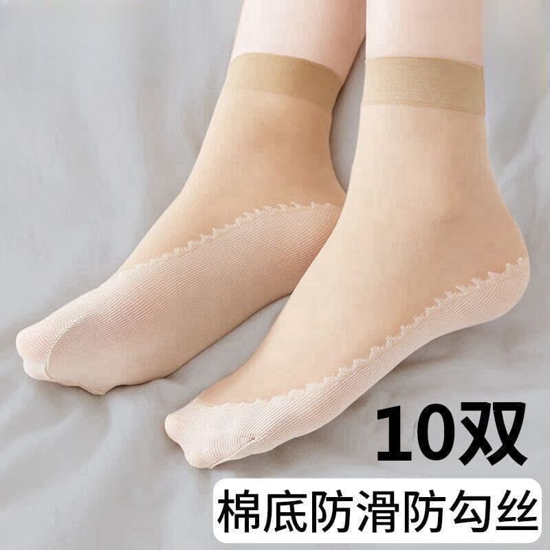 Meias de cristal femininas meias de fundo de algodão resistente ao desgaste cor de carne preta cor de pele Anti-Snagging