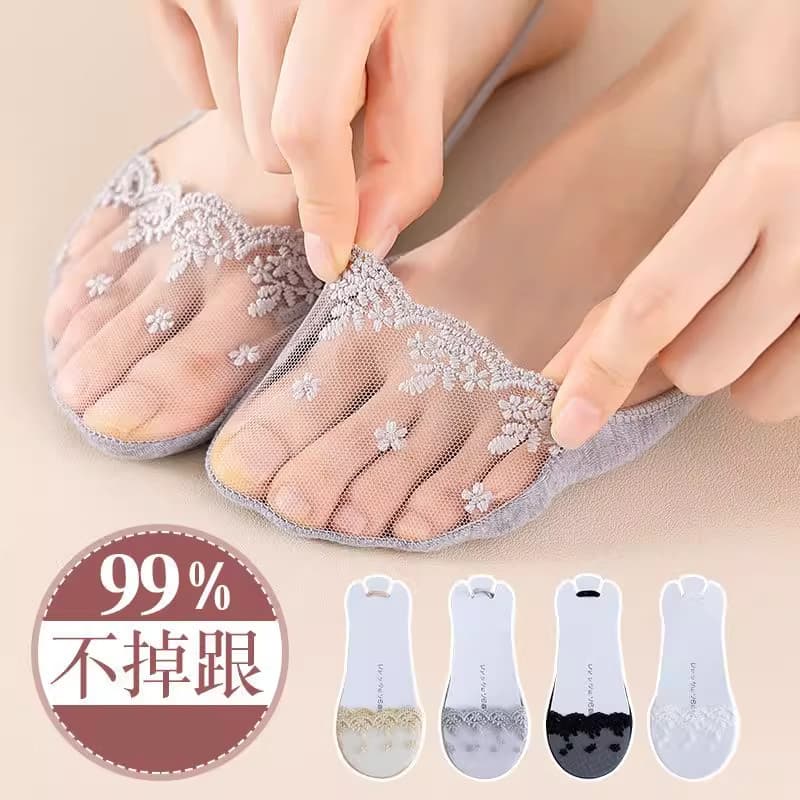 Meias invisíveis femininas meias de dedo do pé verão meia palma boca rasa na moda superfície de renda fina fundo de algo