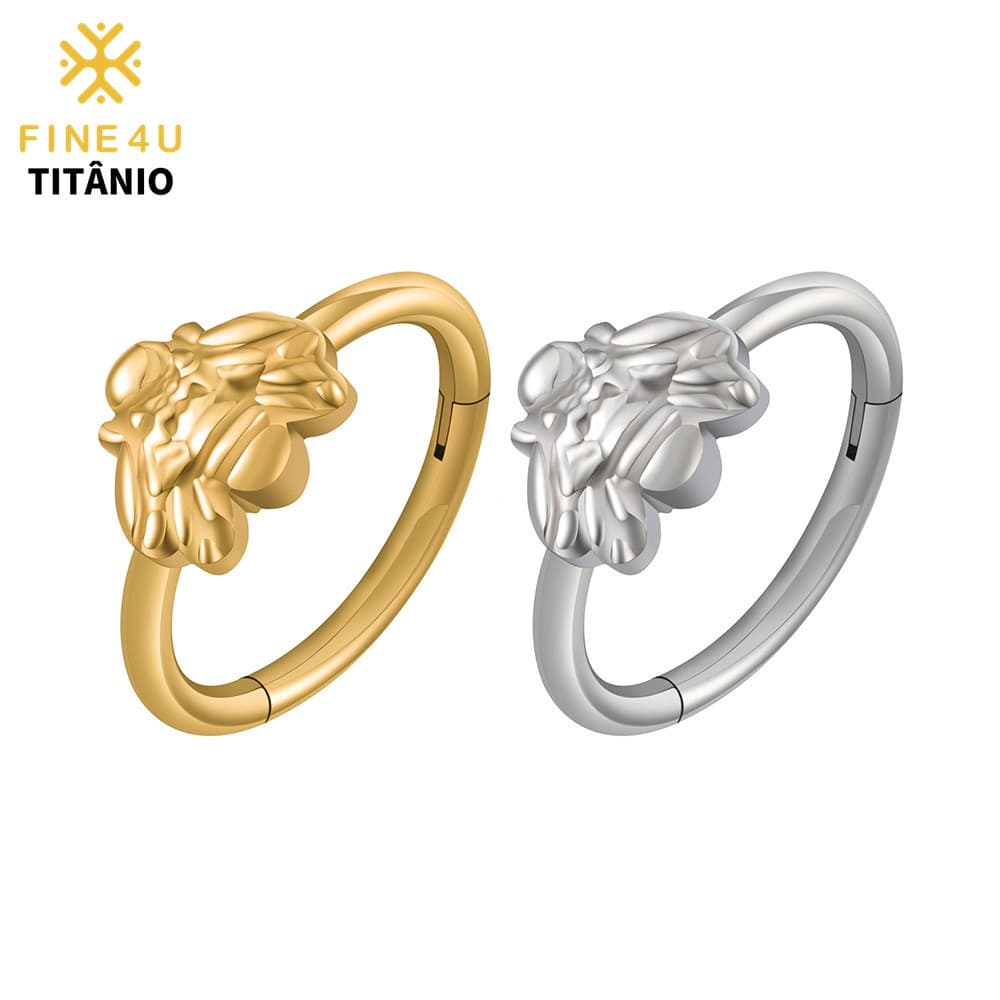 FINE4U Piercing Abelha Argola Titânio Para Conch Helix Cartilagem Titânio de Grau de Implante