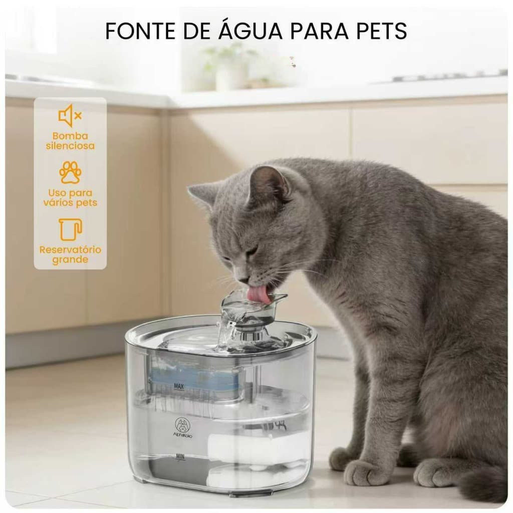 Bebedouro Fonte Água Cascata Para Pets Gatos Cães Automáto 2l Silencioso Antiderrapante
