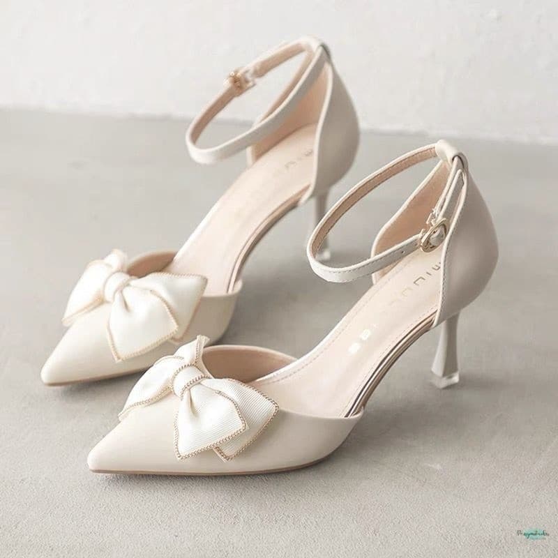 Design Pequeno e Único com Laço e Fivela Direta, Sapatos de Salto Alto para Mulheres Elegantes, Calçado Simples H7G YYSX