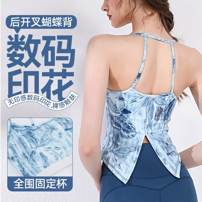 11LULUXAIME Yoga Colete Verão Novo Estilo Split Impresso Yoga Wear Esportes Ao Ar Livre Fitness Wear Top2220260704