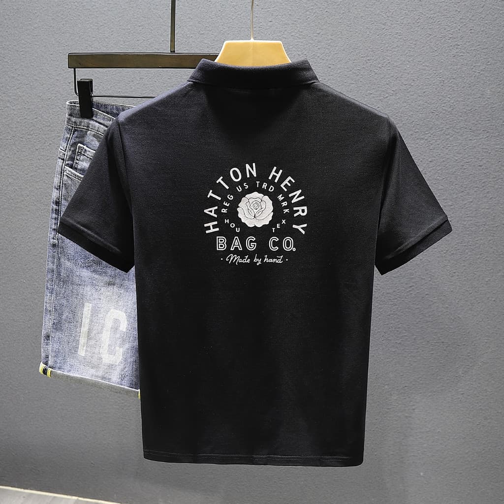 Street Wear camisa Polo de lapela de alta qualidade masculina impressa camiseta de manga curta 2025 verão novo estilo ma