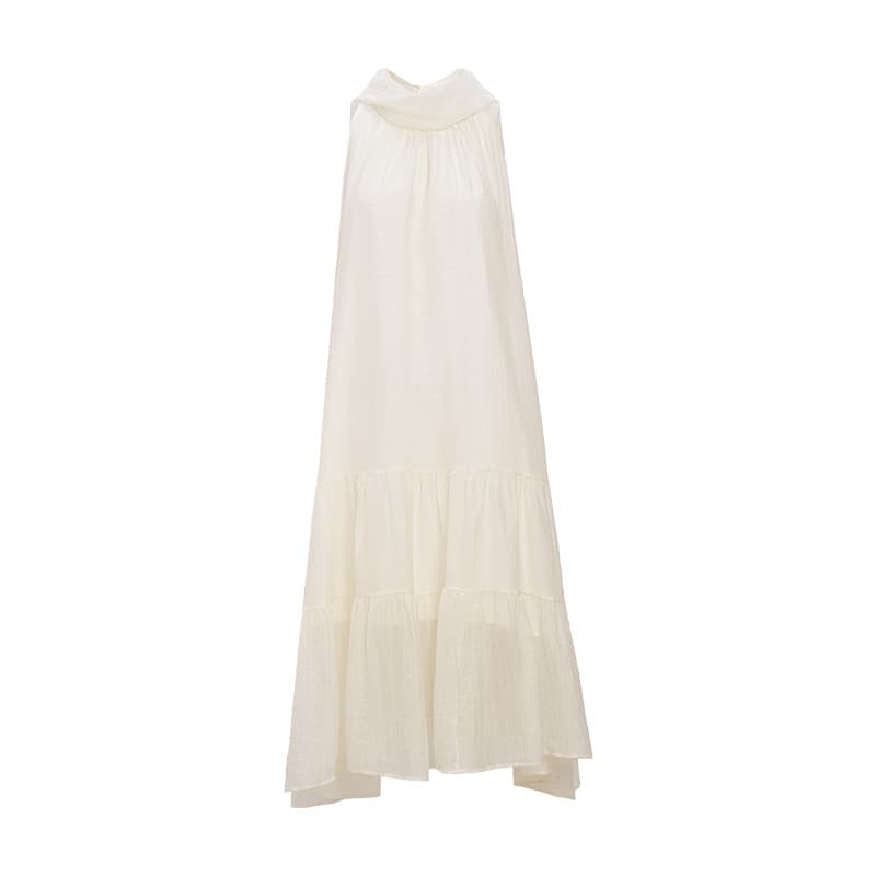 Damasco fita colete vestido feminino verão atmosfera A linha Drape gaze fada 2026 verão novo estilo saia longa